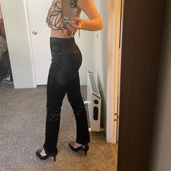 ASOS black satin split hem pants - Picture 2 of 3